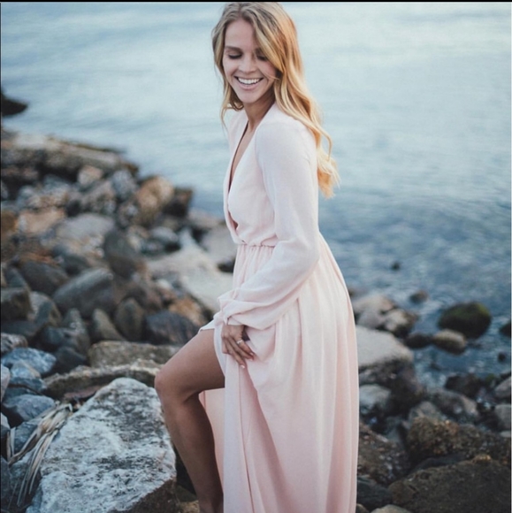 Lulu's Wondrous Water Lilies Blush Maxi Dress - Picture 6 of 12